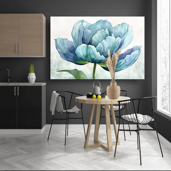 Gedetailleerde aquarel schilderij van een tulp canvas