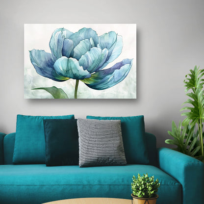 Gedetailleerde aquarel schilderij van een tulp canvas met baklijst