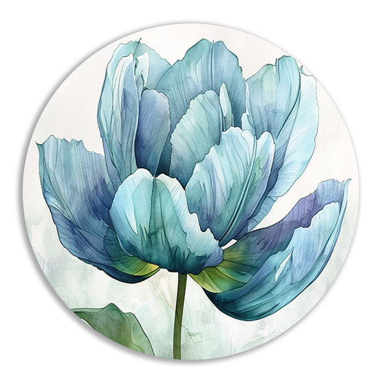 Gedetailleerde aquarel schilderij van een tulp aluminium muurcirkel