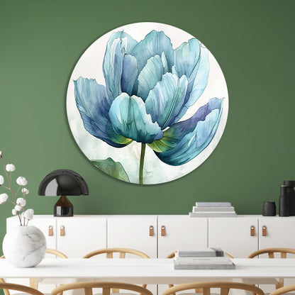 Gedetailleerde aquarel schilderij van een tulp aluminium muurcirkel