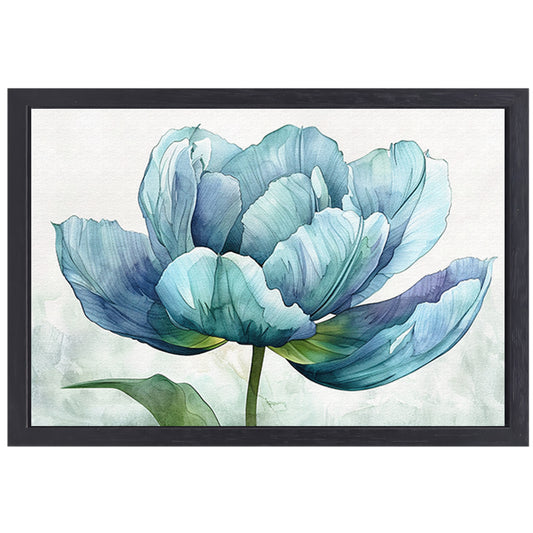 Gedetailleerde aquarel schilderij van een tulp canvas met baklijst