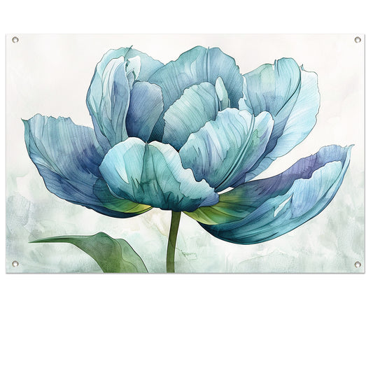 Gedetailleerde aquarel schilderij van een tulp tuinposter