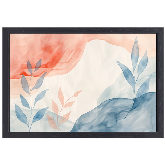 Abstract Natuur in Aquarel Kleuren canvas met baklijst