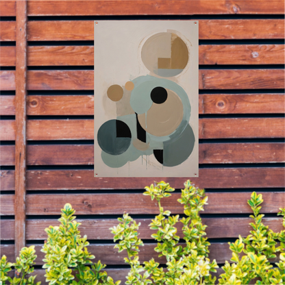 Geometrische Abstractie in Beige en Blauw tuinposter