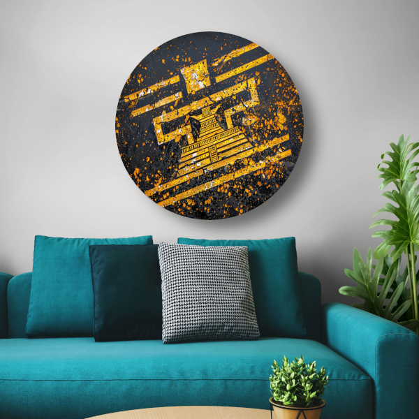 Minimalistische Gele Piramide forex muurcirkel