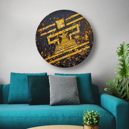 Minimalistische Gele Piramide forex muurcirkel