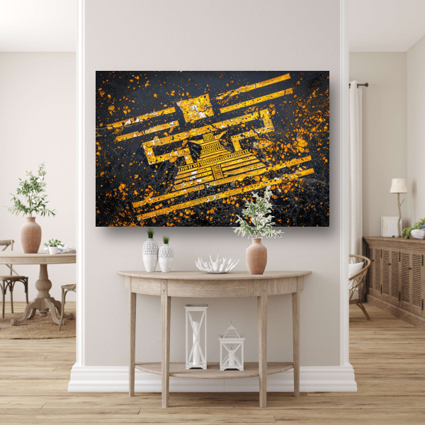 Minimalistische Gele Piramide canvas