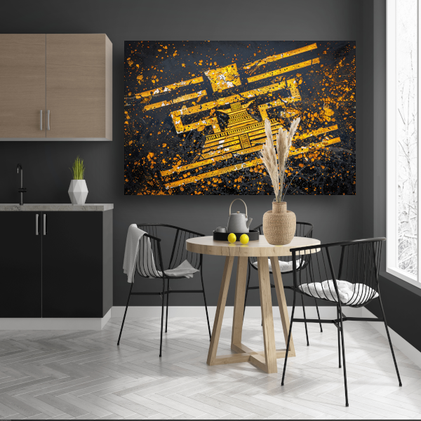Minimalistische Gele Piramide canvas