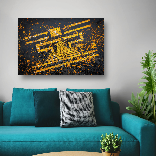 Minimalistische Gele Piramide canvas