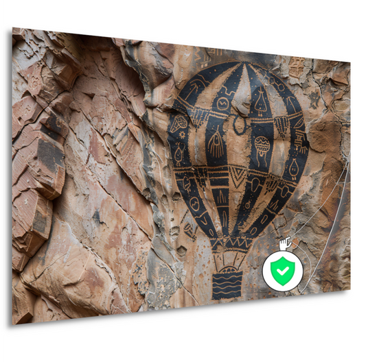 Luchtballon boven rotsformatie poster