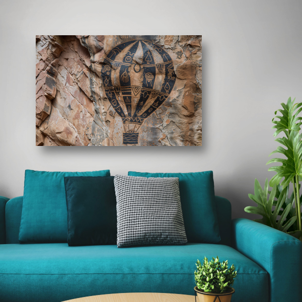 Luchtballon boven rotsformatie canvas