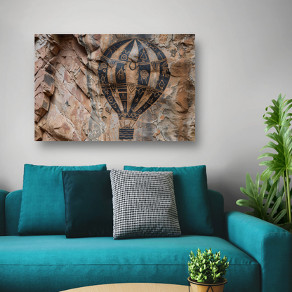 Luchtballon boven rotsformatie canvas