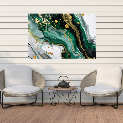 Groen Gouden Marmer Abstract Ontwerp tuinposter