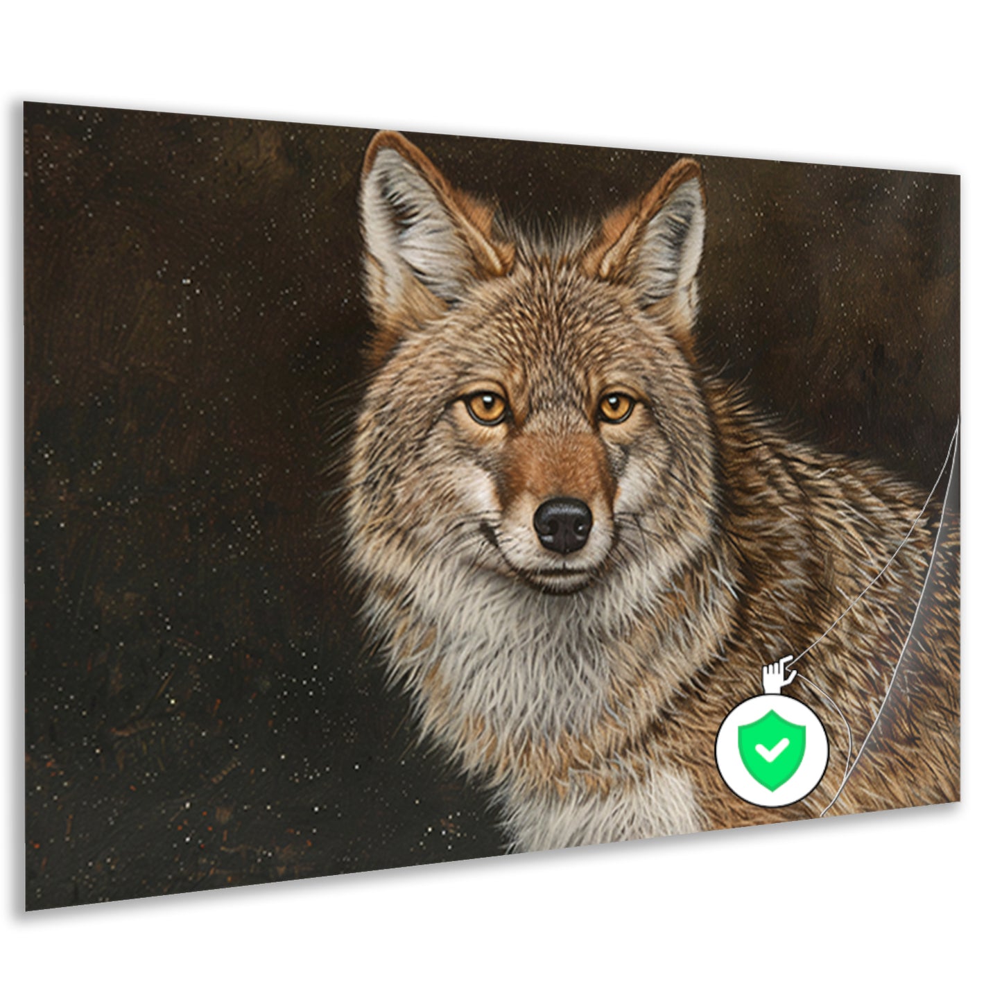 Gedetailleerd realistisch schilderij van een coyote poster