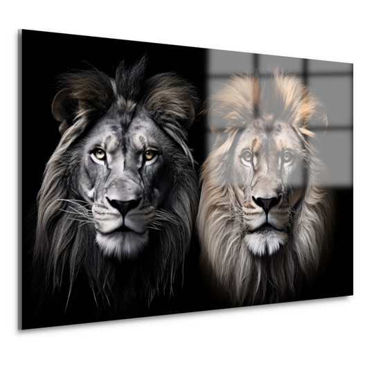 Koninklijke Leeuwen: Een Hyperrealistisch Dubbelportret acrylglas