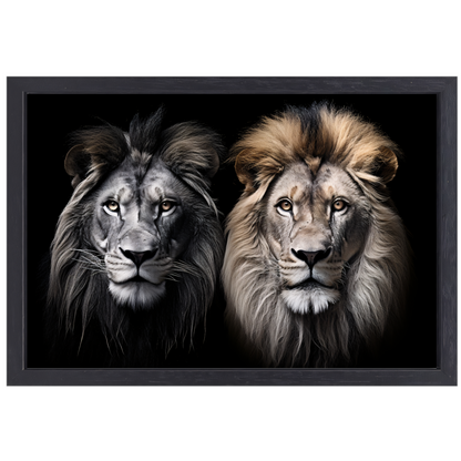 Koninklijke Leeuwen: Een Hyperrealistisch Dubbelportret canvas met baklijst