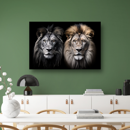 Koninklijke Leeuwen: Een Hyperrealistisch Dubbelportret acrylglas