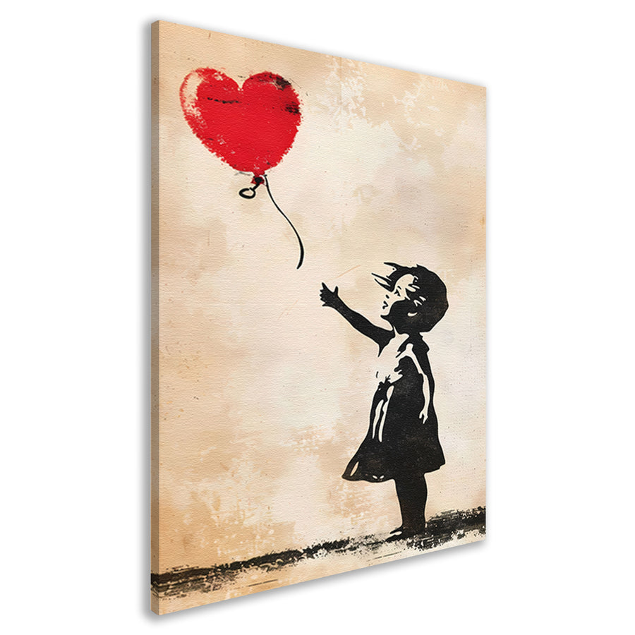 Meisje met Hartvormige Rode Ballon canvas