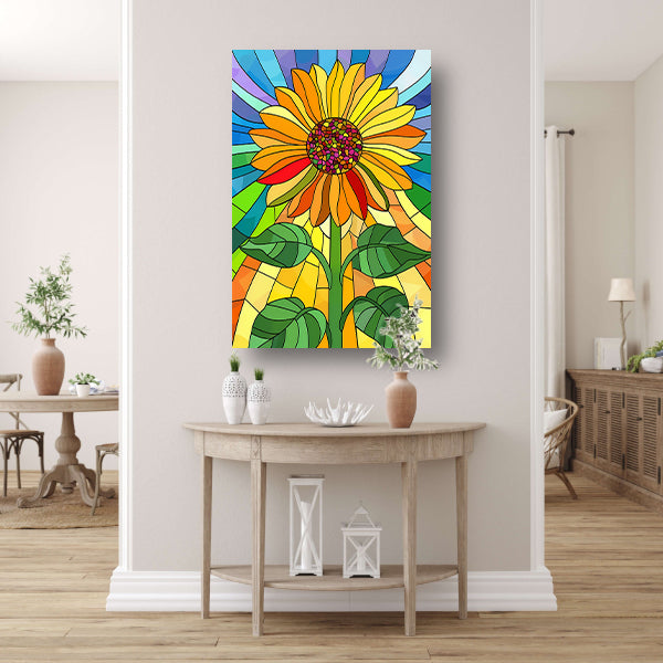 Kleurrijke zonnebloem in art nouveau stijl canvas