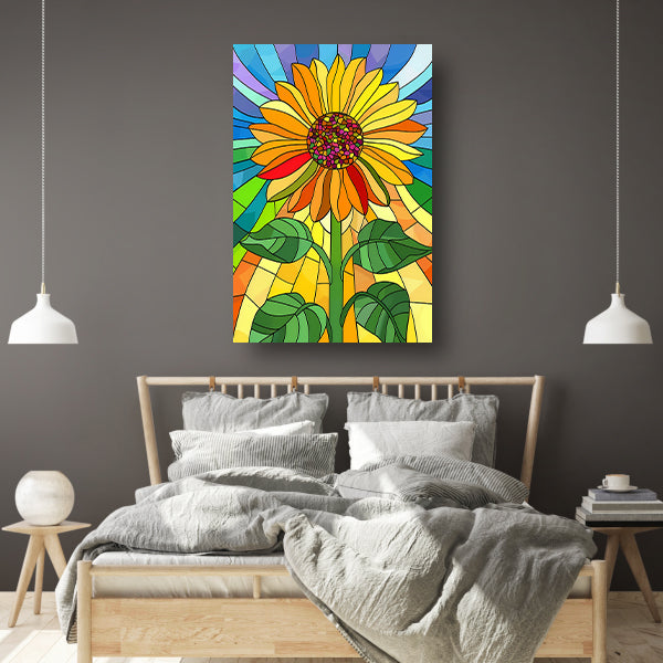 Kleurrijke zonnebloem in art nouveau stijl canvas