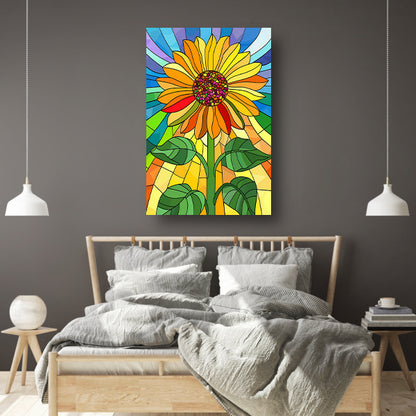 Kleurrijke zonnebloem in art nouveau stijl poster