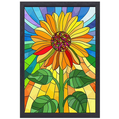 Kleurrijke zonnebloem in art nouveau stijl canvas met baklijst