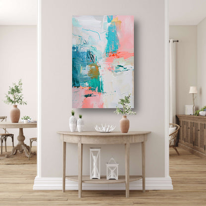 Abstract schilderij met dynamische kleuren poster