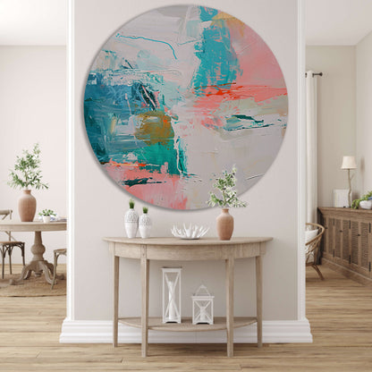 Abstract schilderij met dynamische kleuren forex muurcirkel