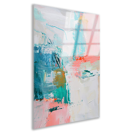 Abstract schilderij met dynamische kleuren acrylglas