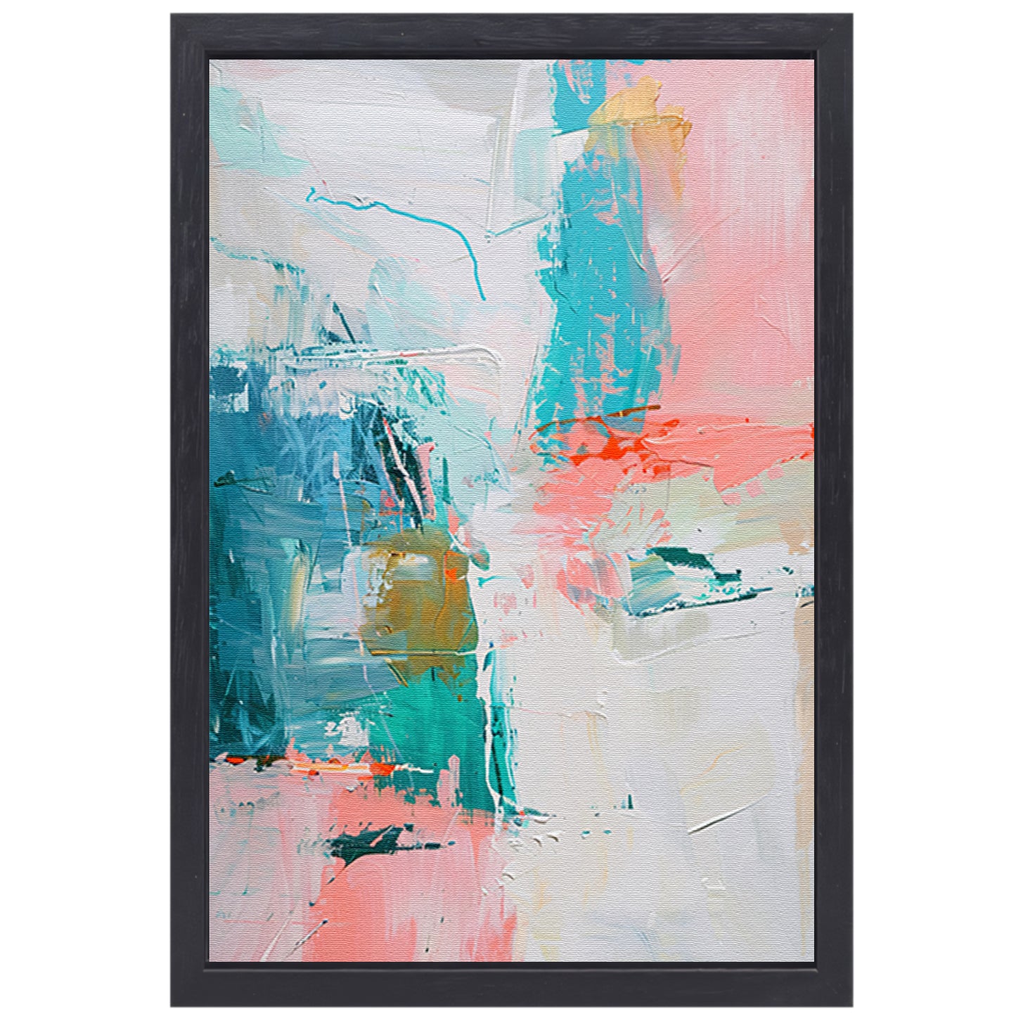 Abstract schilderij met dynamische kleuren canvas met baklijst