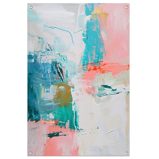 Abstract schilderij met dynamische kleuren tuinposter