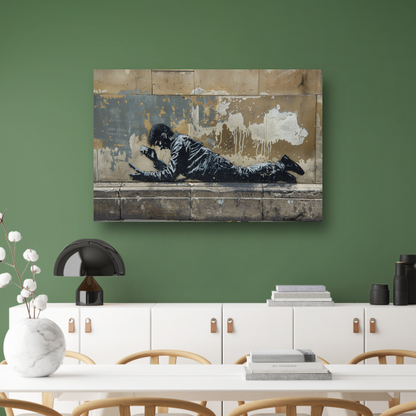 Man Geabsorbeerd door Zijn Smartphone poster