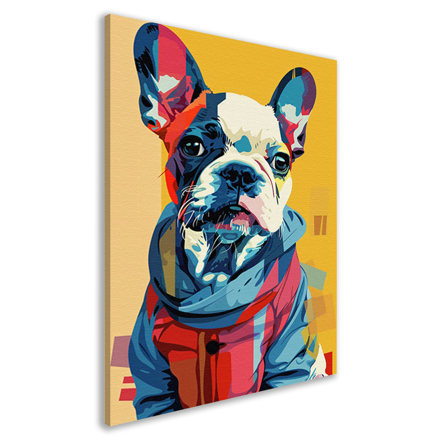 Popart Franse Bulldog in Kleurrijk Jas canvas