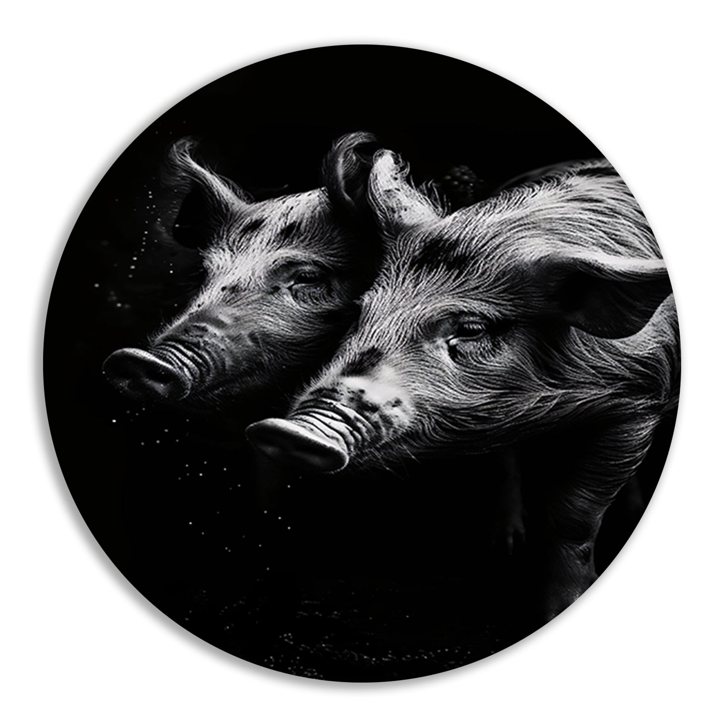 Intense blikken van zwart-wit varkens forex muurcirkel