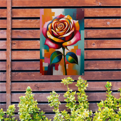 Dynamische Moderne Abstracte Kleurrijke Roos tuinposter