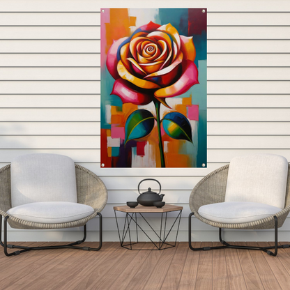 Dynamische Moderne Abstracte Kleurrijke Roos tuinposter