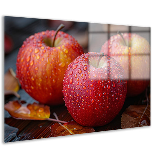 Drie Kleurrijke Appels met Dauwdruppels acrylglas