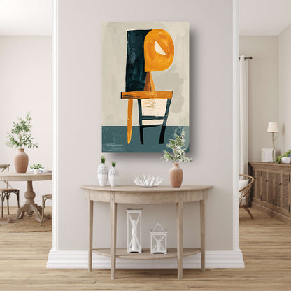 Abstracte Stoel met Geometrische Lamp canvas