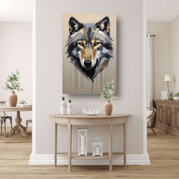 Abstracte Wolf in Kleurrijke Penseelstreken Acrylglas