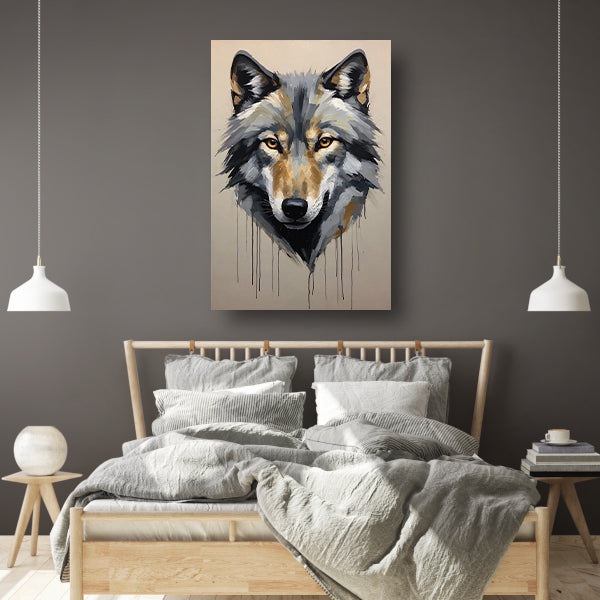 Abstracte Wolf in Kleurrijke Penseelstreken Acrylglas
