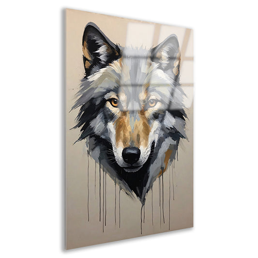 Abstracte Wolf in Kleurrijke Penseelstreken Acrylglas