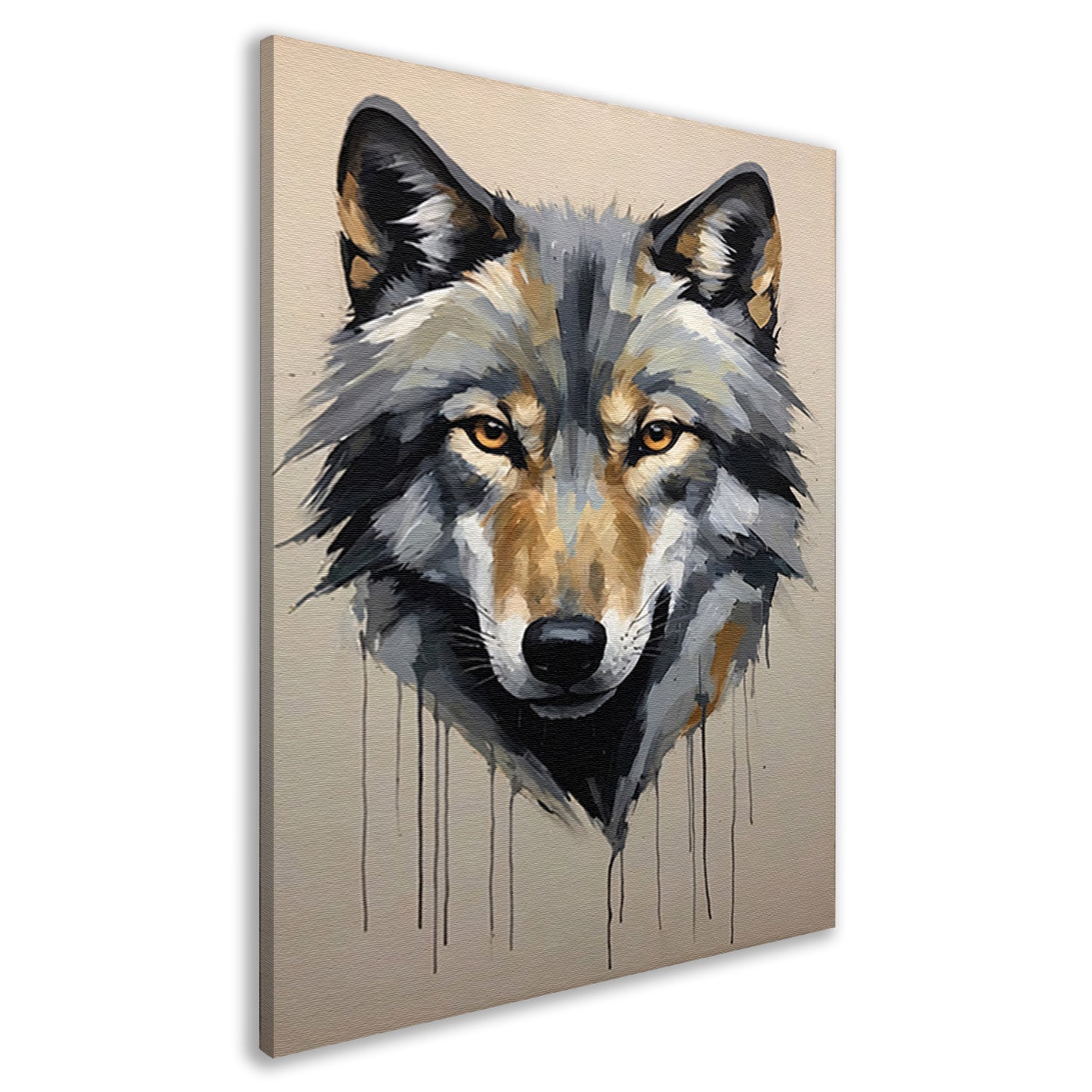 Abstracte Wolf in Kleurrijke Penseelstreken canvas
