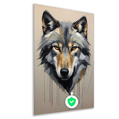 Abstracte Wolf in Kleurrijke Penseelstreken poster
