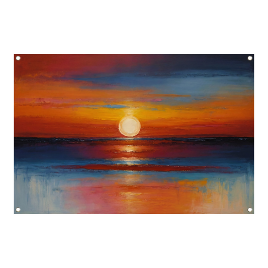 Levendige zonsondergang zee oranje reflecties tuinposter