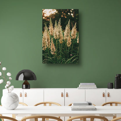 Close-up van Beige Grassen in Zonneschijn canvas