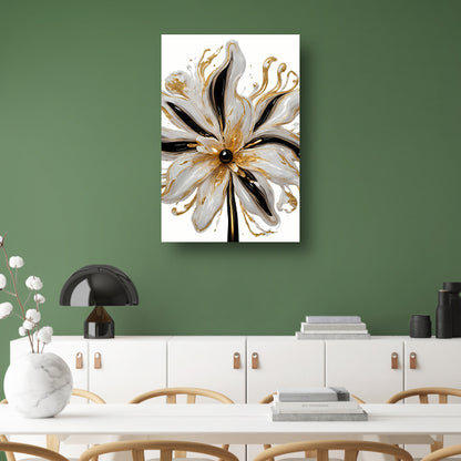 Dynamische Gouden Bloem op Abstracte Achtergrond canvas