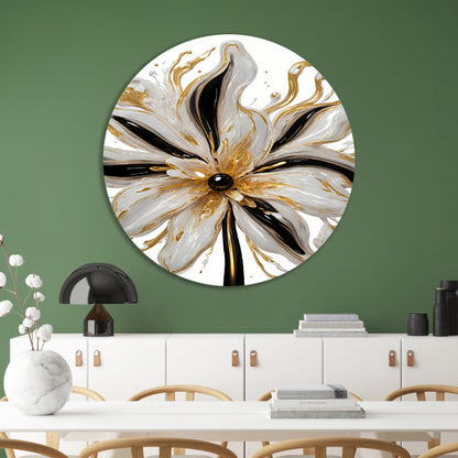 Dynamische Gouden Bloem op Abstracte Achtergrond aluminium muurcirkel