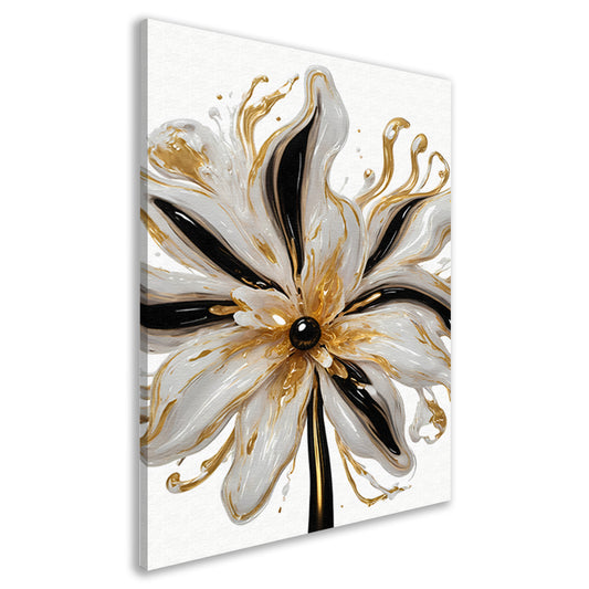 Dynamische Gouden Bloem op Abstracte Achtergrond canvas