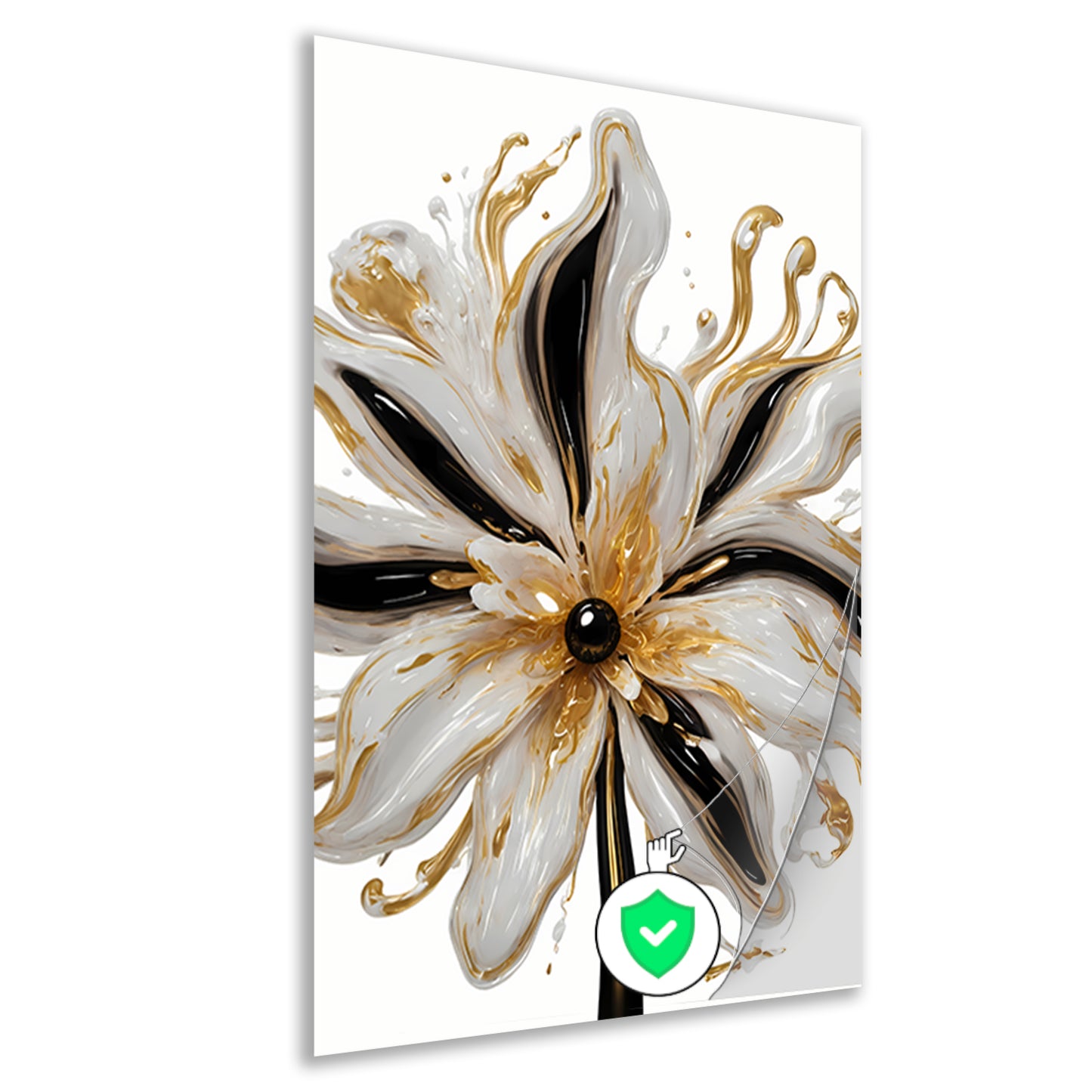 Dynamische Gouden Bloem op Abstracte Achtergrond poster