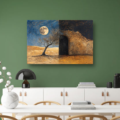 Slaapkamer met maanlicht canvas